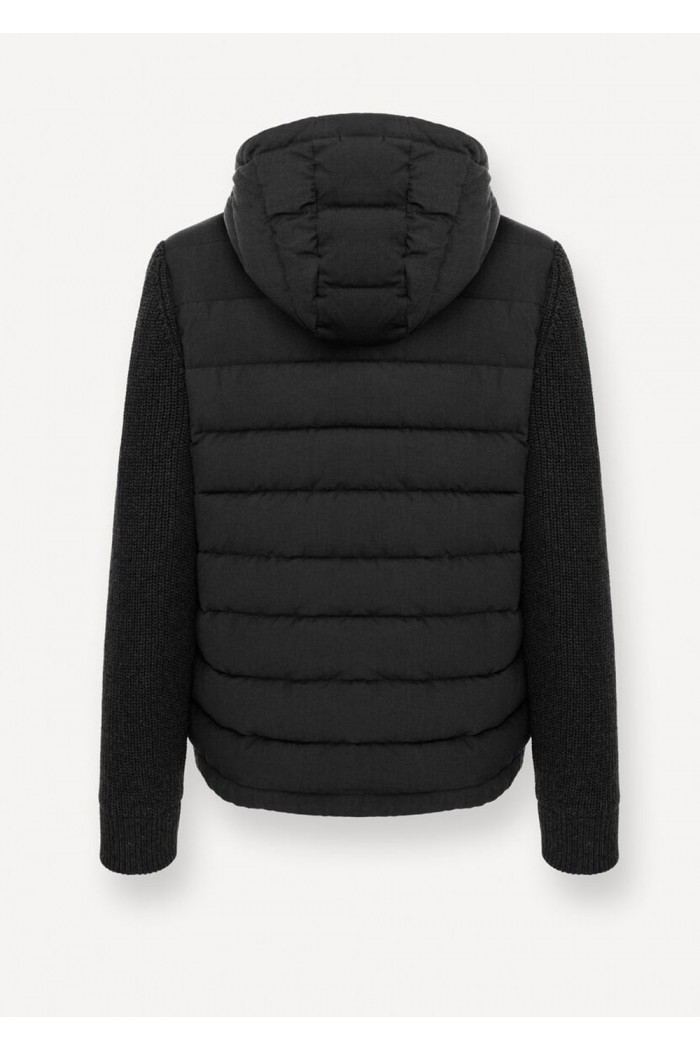 Padded jacket with knit sleeves