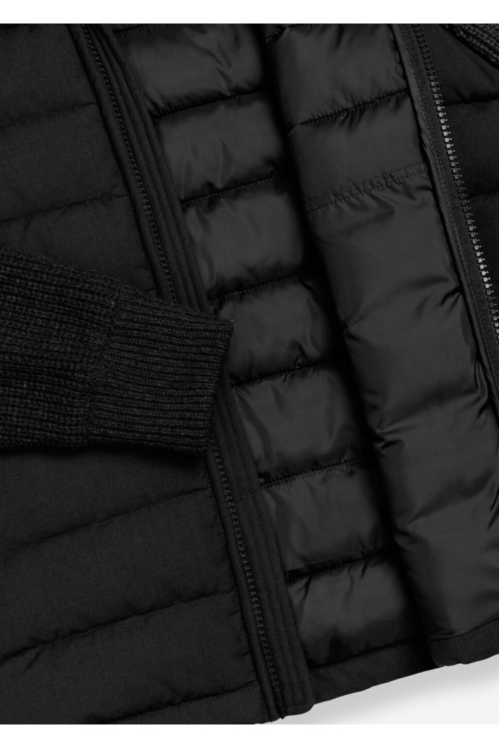 Padded jacket with knit sleeves