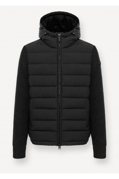 Padded jacket with knit sleeves