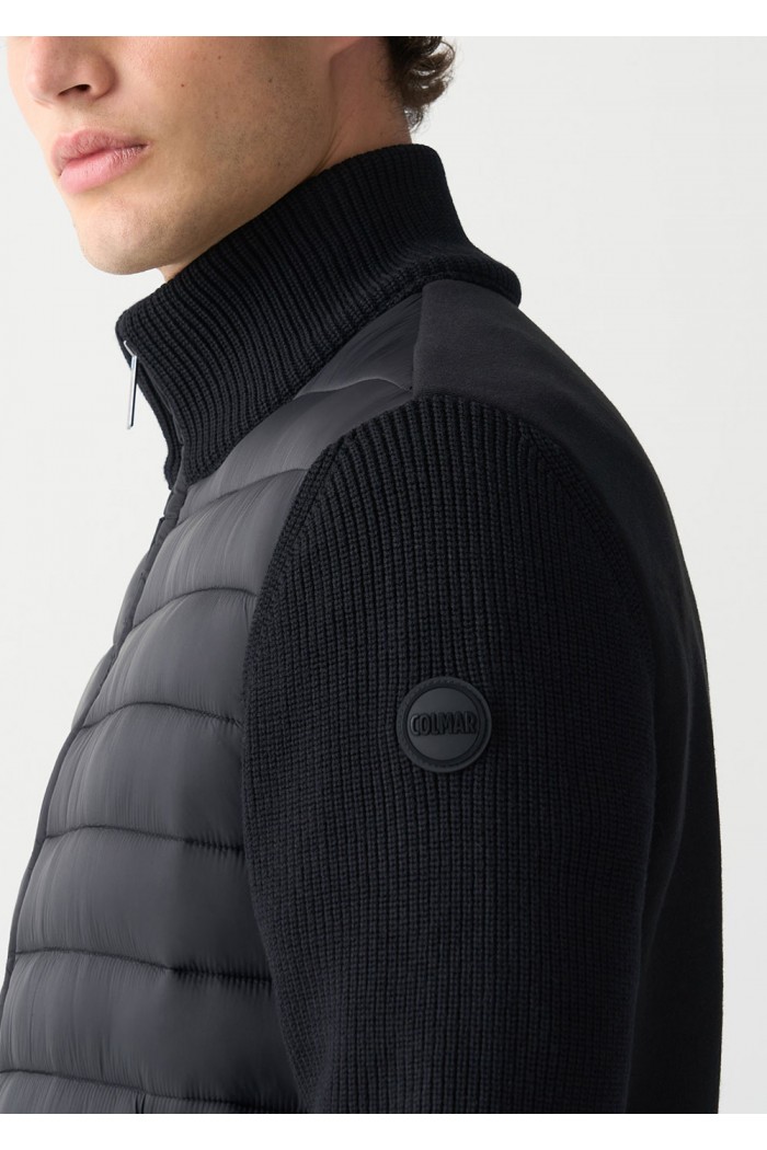 Jacket with knit sleeves