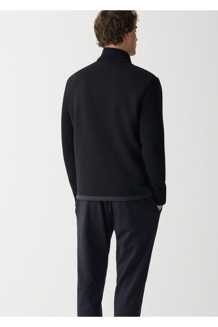 Jacket with knit sleeves