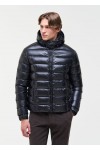 Shiny down jacket with detachable hood