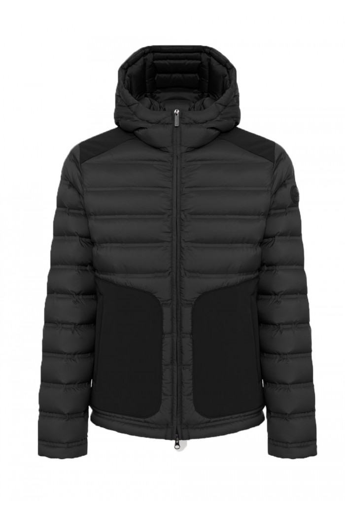 Seamless quilted down jacket with smooth inserts