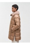 Long down jacket with wide collar