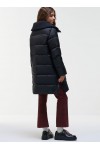 Long down jacket with wide collar