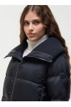 Long down jacket with wide collar