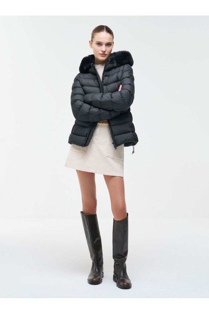 Opaque down jacket with faux fur Opaque down jacket with faux fur