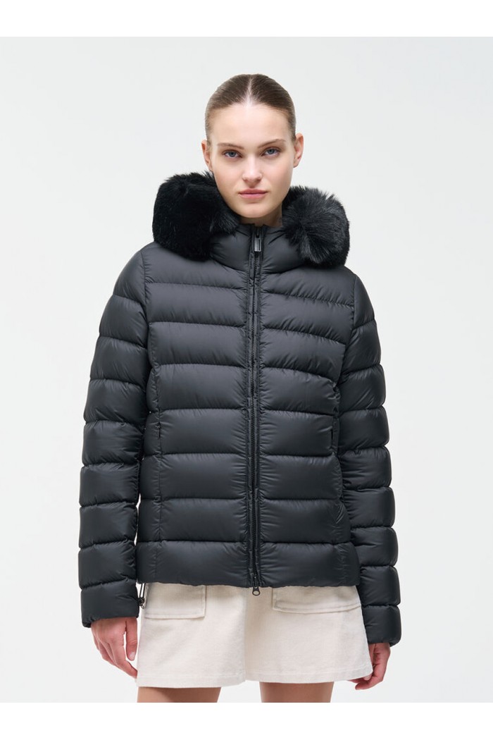 Opaque down jacket with faux fur Opaque down jacket with faux fur