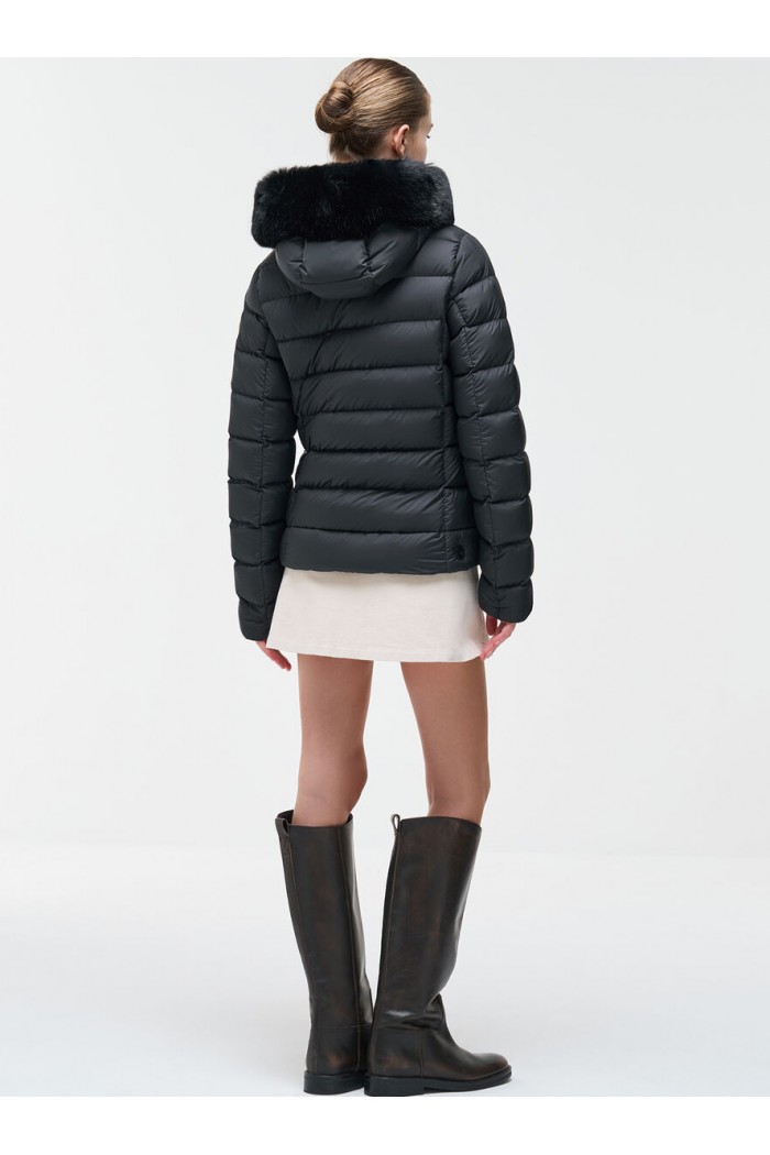 Opaque down jacket with faux fur Opaque down jacket with faux fur