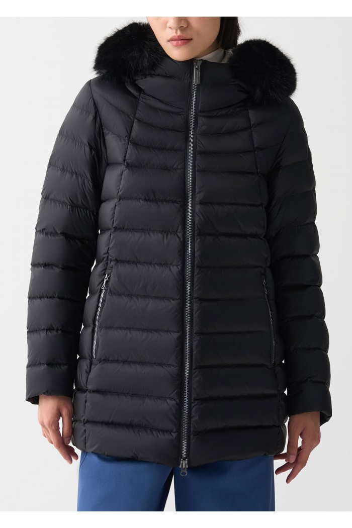 A-line down jacket with fur