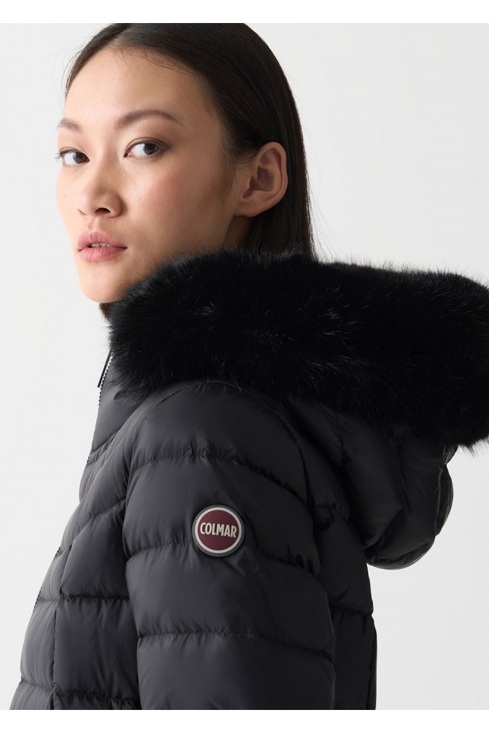 A-line down jacket with fur