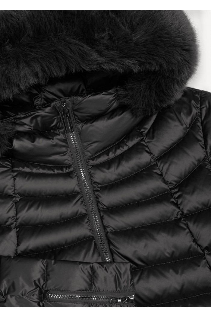 A-line down jacket with fur