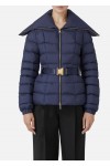 Cropped nylon down jacket with wide collar