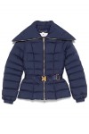 Cropped nylon down jacket with wide collar