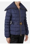Cropped nylon down jacket with wide collar