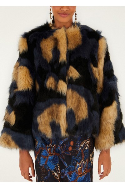 multicolor fur coat