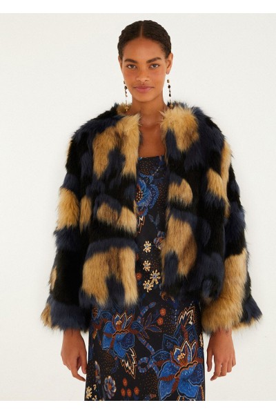 multicolor fur coat