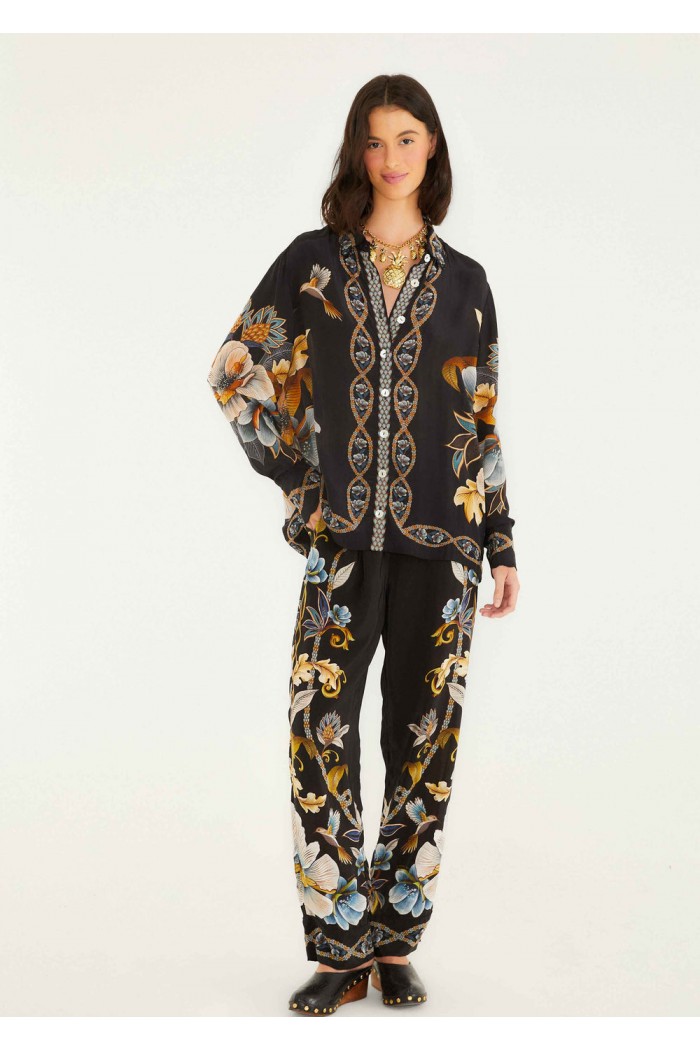 black floral snake pajama shirt