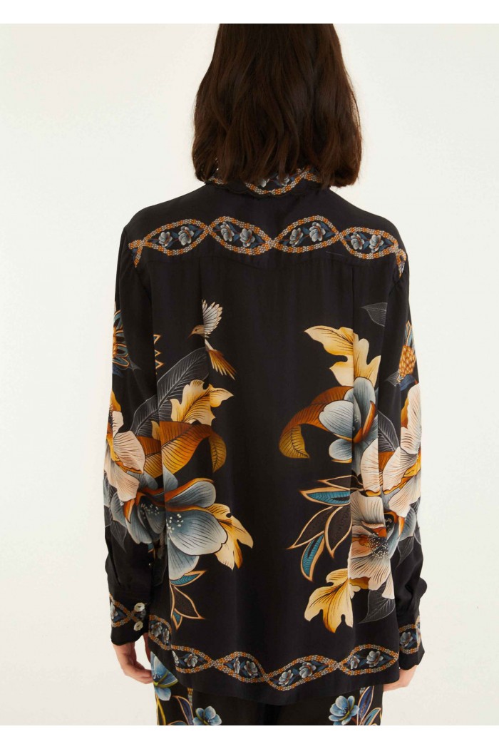 black floral snake pajama shirt