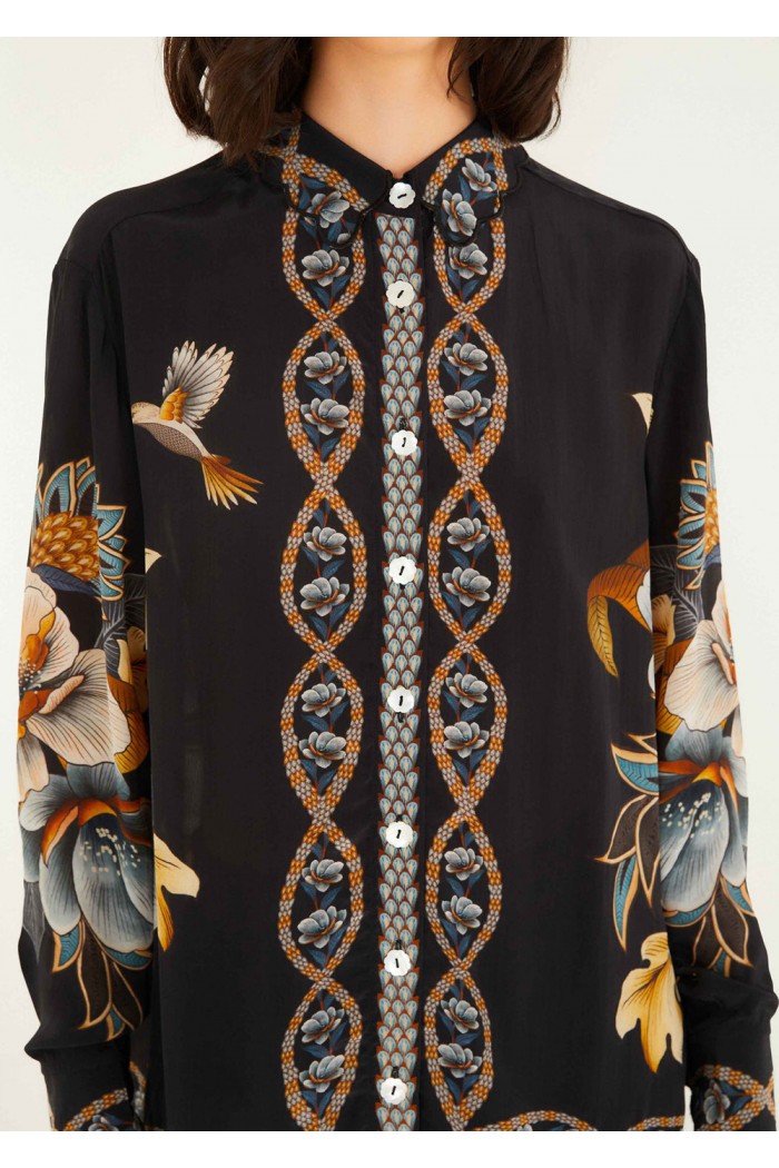 black floral snake pajama shirt