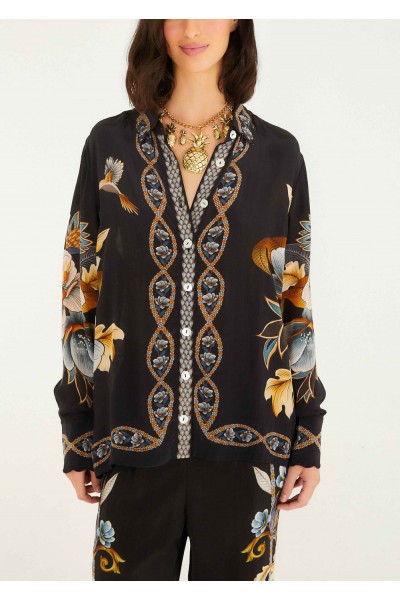 black floral snake pajama shirt