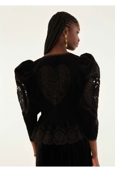 black artichoke heart richelieu blouse black artichoke heart richelieu blouse