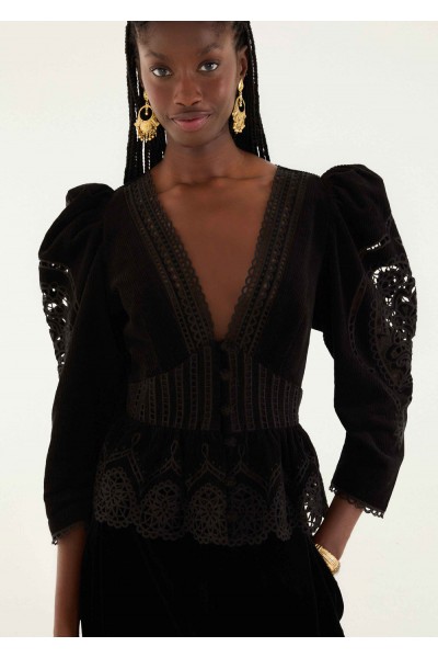 black artichoke heart richelieu blouse black artichoke heart richelieu blouse