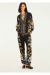 black flowerful garden pajama pants