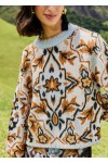 blue winter tapestry sweater