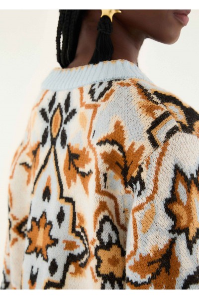 blue winter tapestry sweater