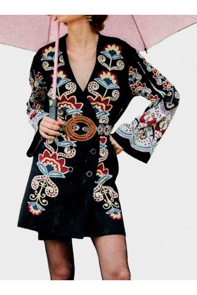 Winter Floral Knit Mini Dress