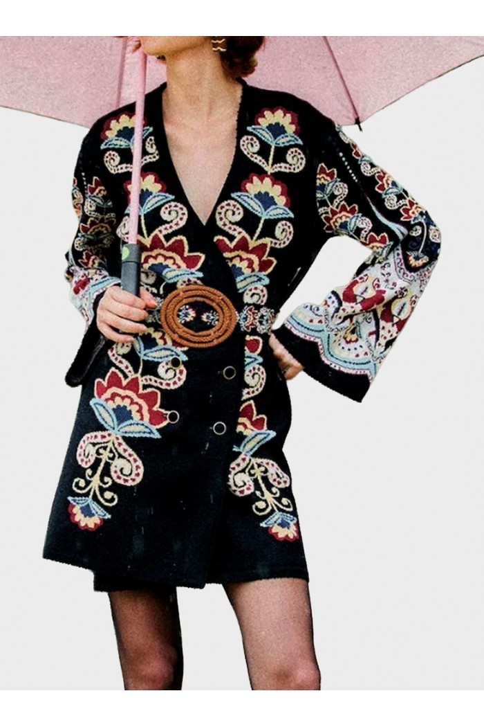 Winter Floral Knit Mini Dress