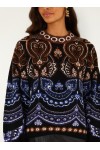 nicole scarf puff sleeve knit sweater