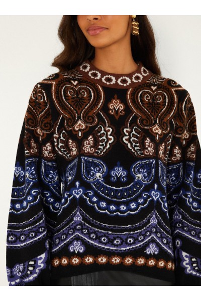 nicole scarf puff sleeve knit sweater