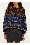 nicole scarf puff sleeve knit sweater