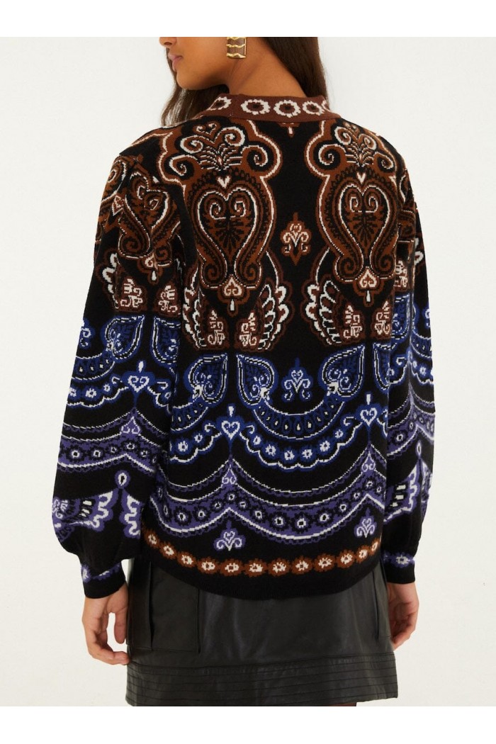 nicole scarf puff sleeve knit sweater