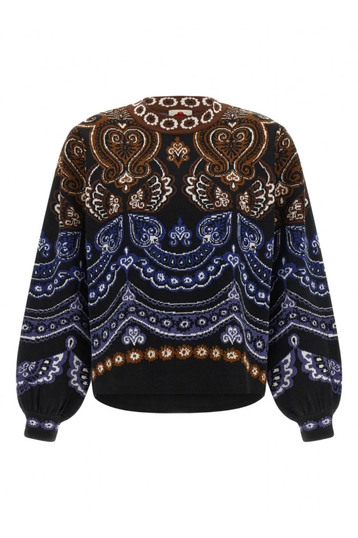 nicole scarf puff sleeve knit sweater
