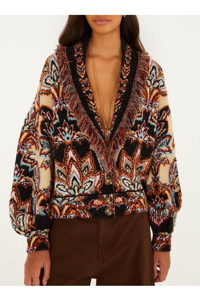 tapestry dream fringe knit cardigan tapestry dream fringe knit cardigan