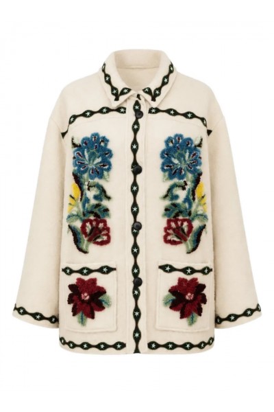 Lunar Boho Cropped Fleece Coat