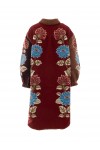 floral-embroidered fleece coat