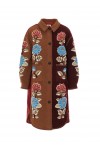 floral-embroidered fleece coat