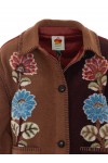 floral-embroidered fleece coat