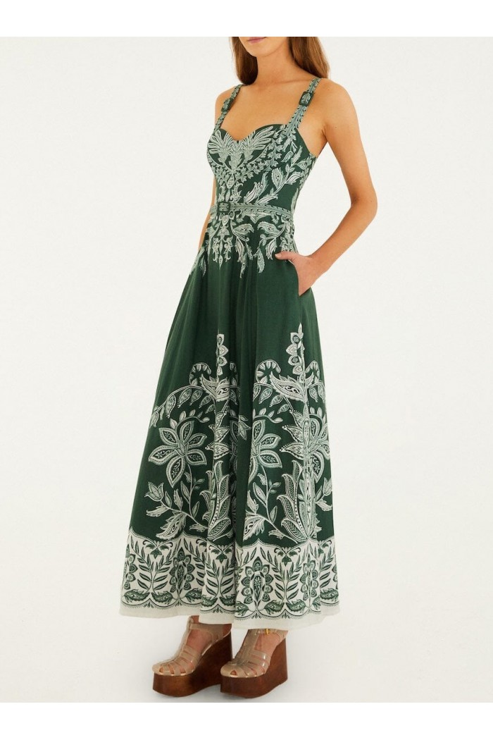 dark green miranda buckles maxi dress