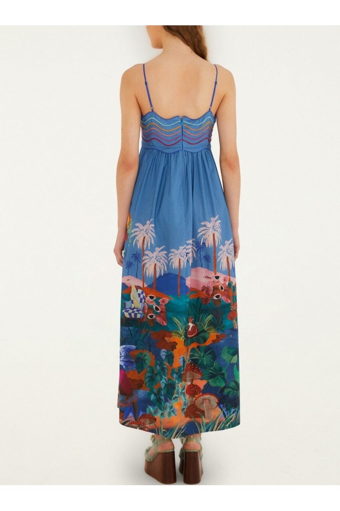 dream landscape organic cotton sleeveless maxi dress