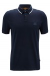 STRETCH-COTTON SLIM-FIT POLO SHIRT WITH LOGO PATCH BLUE
