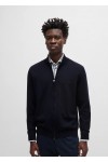 VIRGIN-WOOL REGULAR-FIT CARDIGAN WITH EMBROIDERED LOGO BLUE