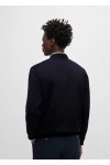 VIRGIN-WOOL REGULAR-FIT CARDIGAN WITH EMBROIDERED LOGO BLUE
