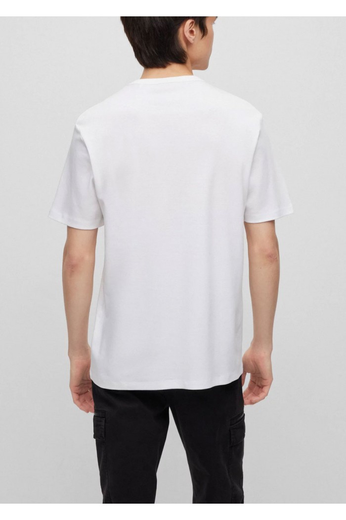 PIMA-COTTON REGULAR-FIT T-SHIRT WITH CONTRAST LOGO WHITE