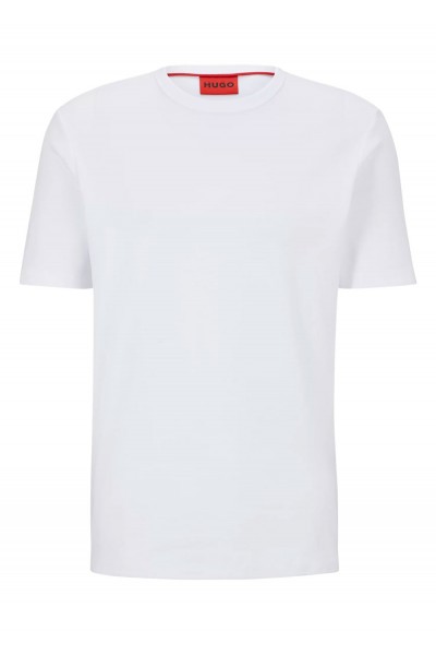 PIMA-COTTON REGULAR-FIT T-SHIRT WITH CONTRAST LOGO WHITE