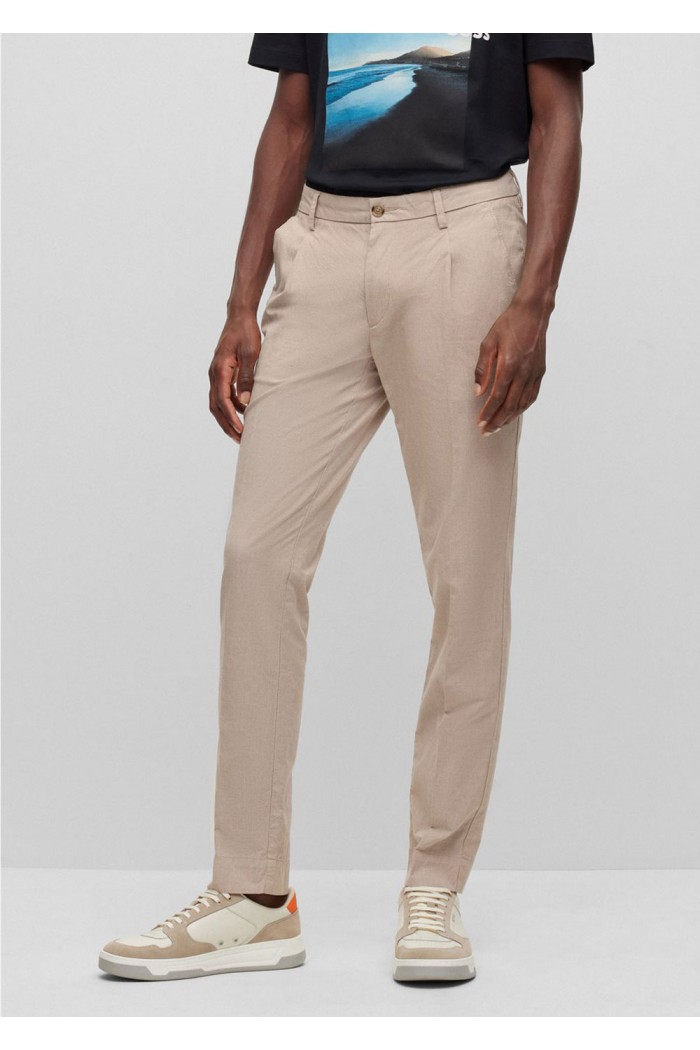 SLIM-FIT TROUSERS IN A PATTERNED STRETCH-COTTON BLEND